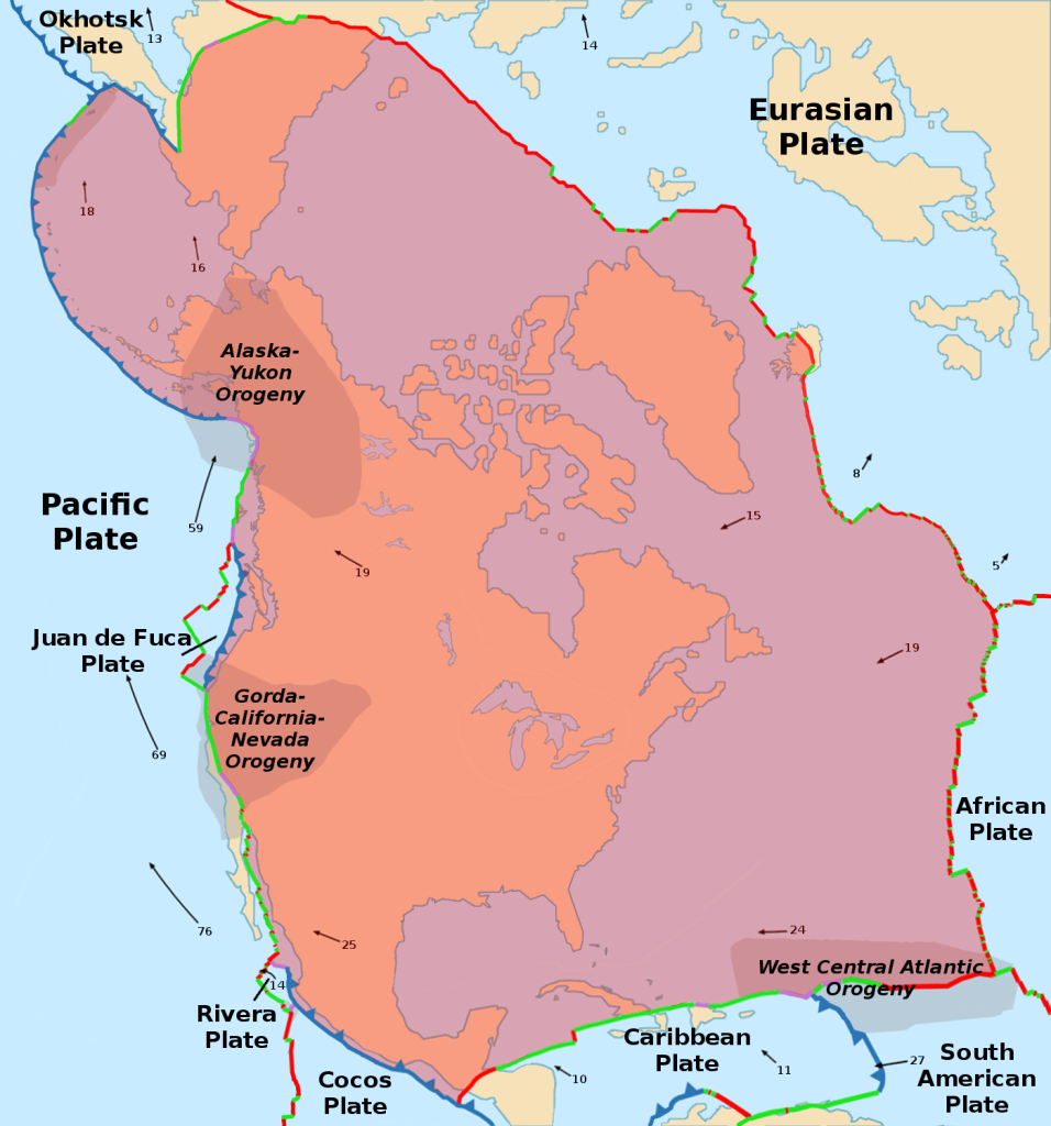 North American Plate - Wikipedia | Map Of Tectonic Plates Usa