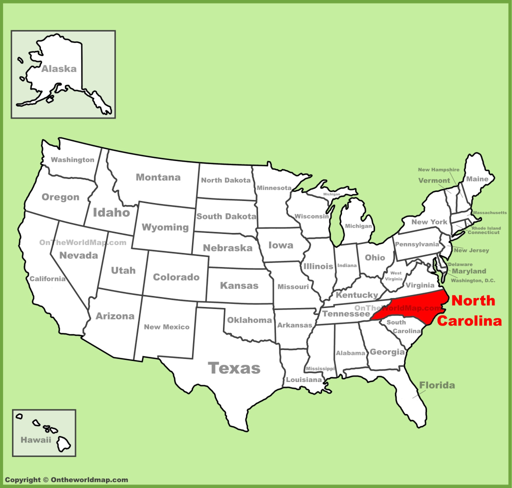 North Carolina Location On The U.s. Map - Ontheworldmap | Map of North Carolina USA