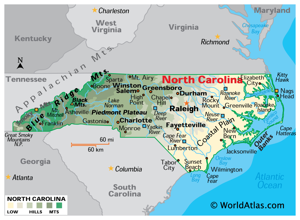 North Carolina Maps &amp;amp; Facts - World Atlas | North Carolina On The Map Of Usa