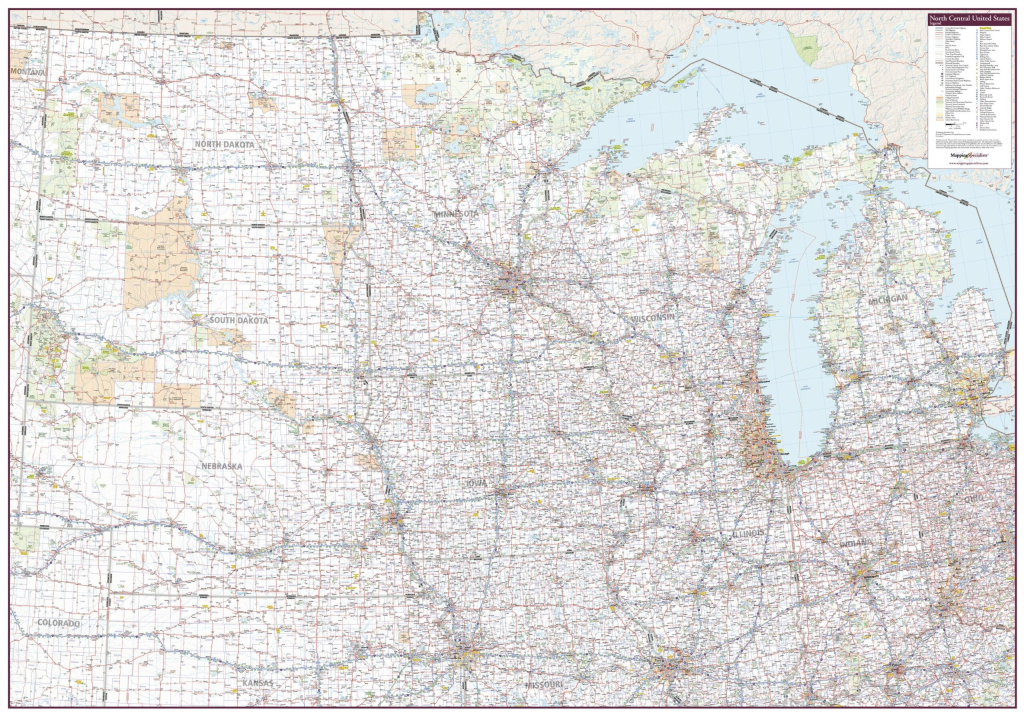 North Central United States Wall Mapmapping Specialists - The | Map Of North Central Region Usa