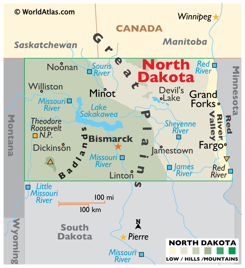 North Dakota Maps &amp;amp; Facts - World Atlas | Map Of North Dakota Usa
