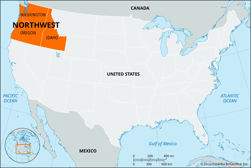 Northwest | United States, Map, Climate, &amp;amp; History | Britannica | Map Of Northwest Usa States