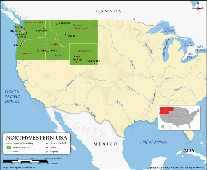 Map Of Usa Northwest