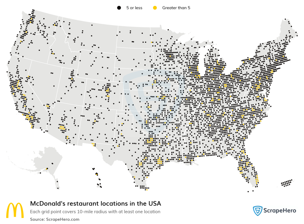 Number Of Mcdonald&amp;#039;S Locations In The Usa In 2025 | Scrapehero | Map of All Mcdonald in USA