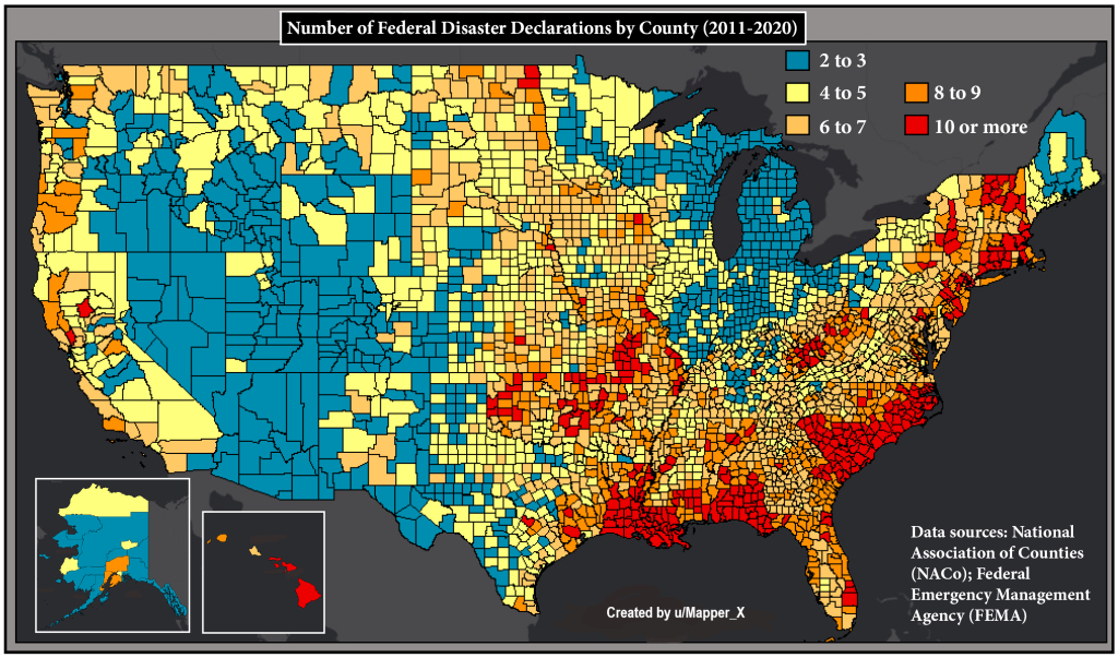 Oc] The Geography Of (Mostly) Natural Disasters In The U.s. : R | Natural Disaster Map Of Usa