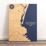Ogunquit, Maine Map | Engraved Wood Coastal Wall Art Sign, Beach | Map Of Ogunquit Maine USA