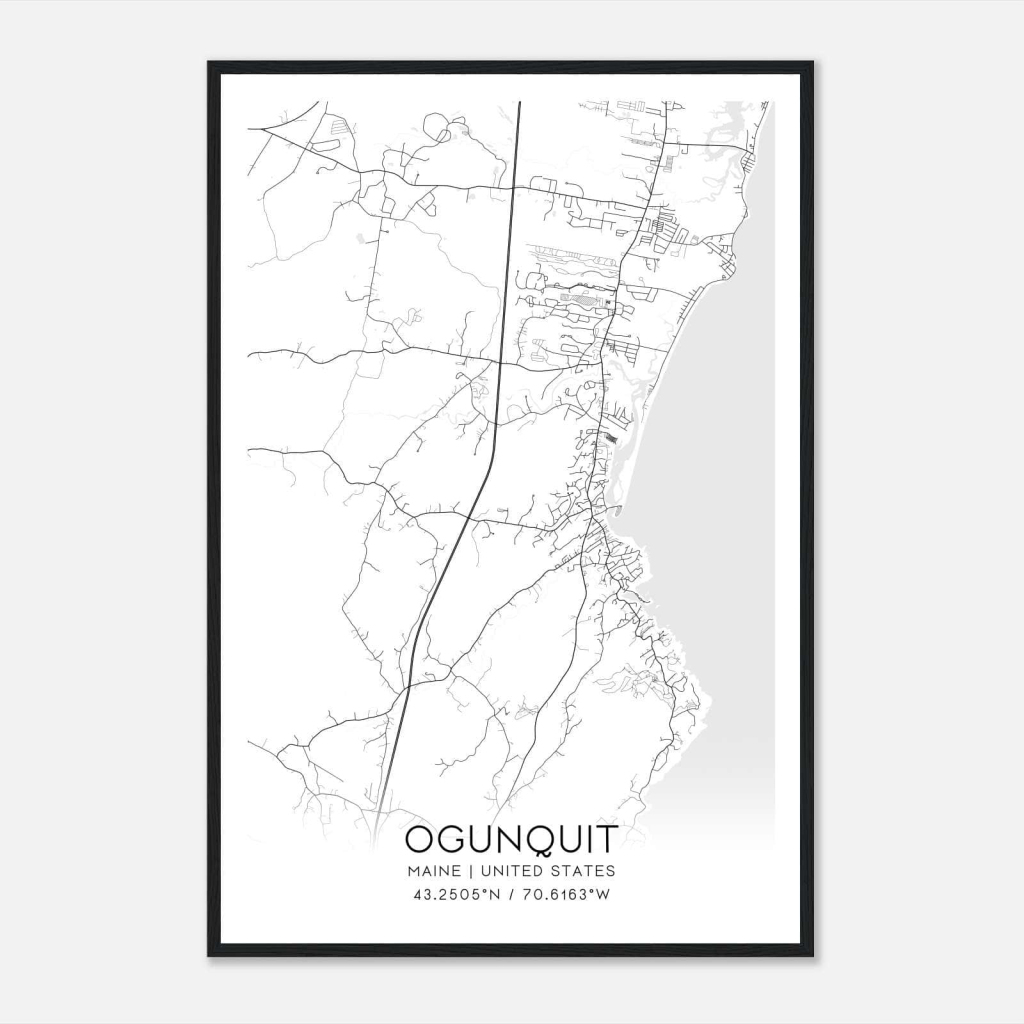 Ogunquit Maine Map Poster, Modern Home Decor Wall Art Print - Custom Maps &amp;amp; Posters | Map of Ogunquit Maine USA