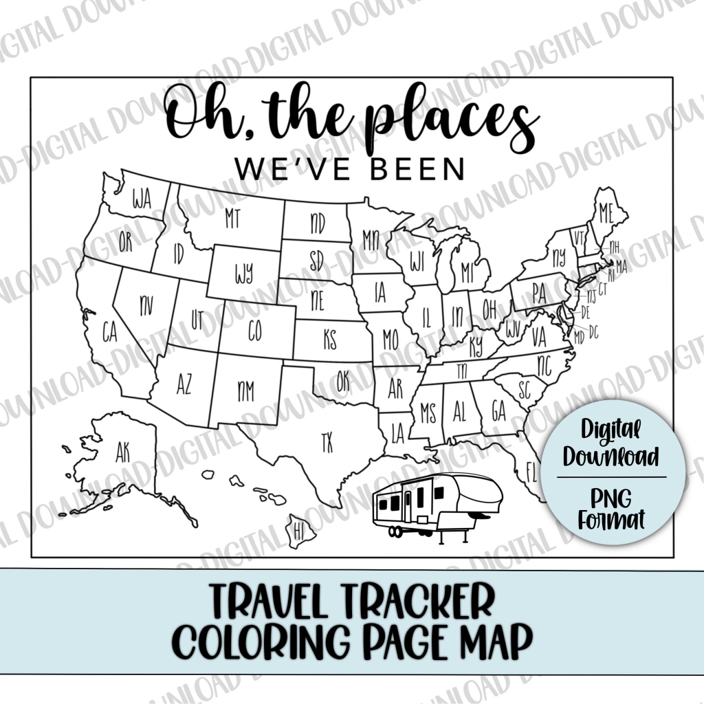 Oh The Places We&amp;#039;Ve Been Tracker Map, Fifth Wheel Travel Map, Us | Map of USA Where I&amp;amp;#039;ve Been