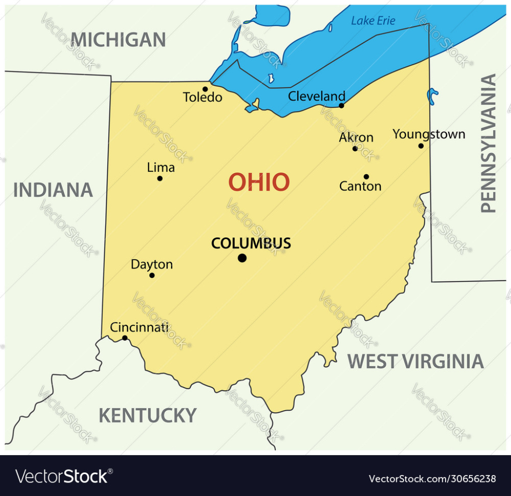Ohio State Map Royalty Free Vector Image - Vectorstock | Map of USA Ohio State