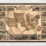 Old Map Of United States Of America 1849 Usa Map Vintage Map Wall | Old Maps Of The USA