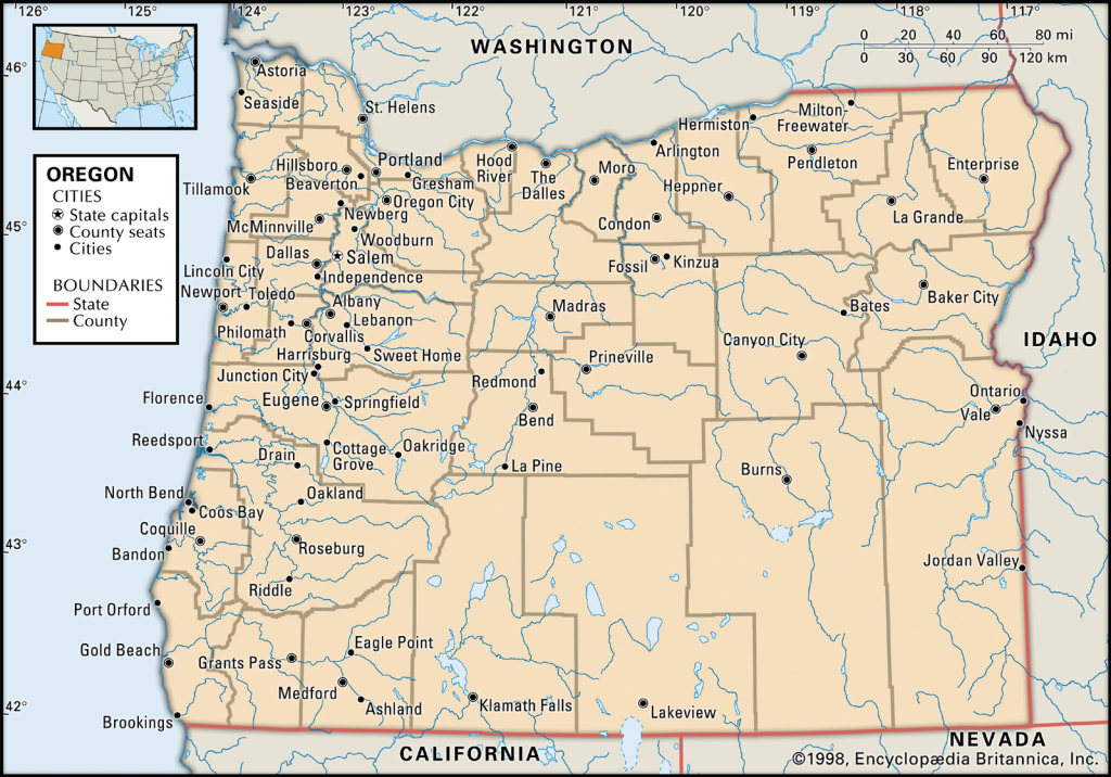 Oregon | Capital, Map, Population, &amp;amp; Facts | Britannica | Map Of Portland Oregon Usa