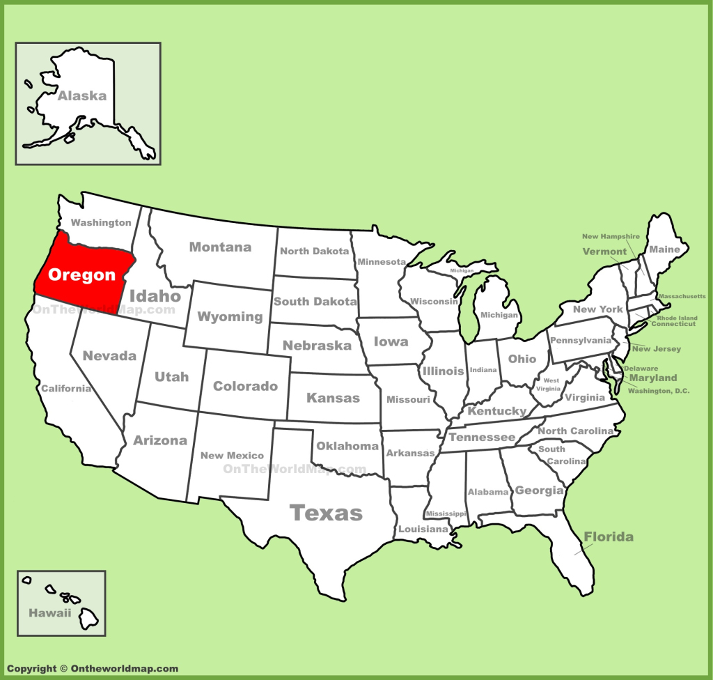 Oregon Location On The U.s. Map - Ontheworldmap | Oregon On A Map Of Usa