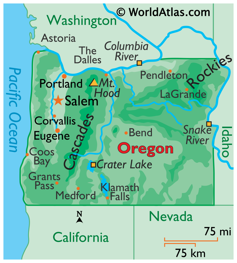 Oregon Maps &amp;amp; Facts - World Atlas | Portland Oregon on Map of USA