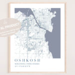 Oshkosh Wisconsin Map Digital Download, Street Map Of Oshkosh | Map Of Oshkosh Wisconsin Usa