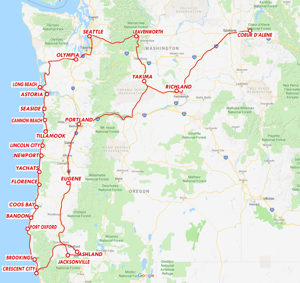 Our Pacific Northwest Road Trip Begins [1/18] - Mersad Donko | Road Map of Northwest USA