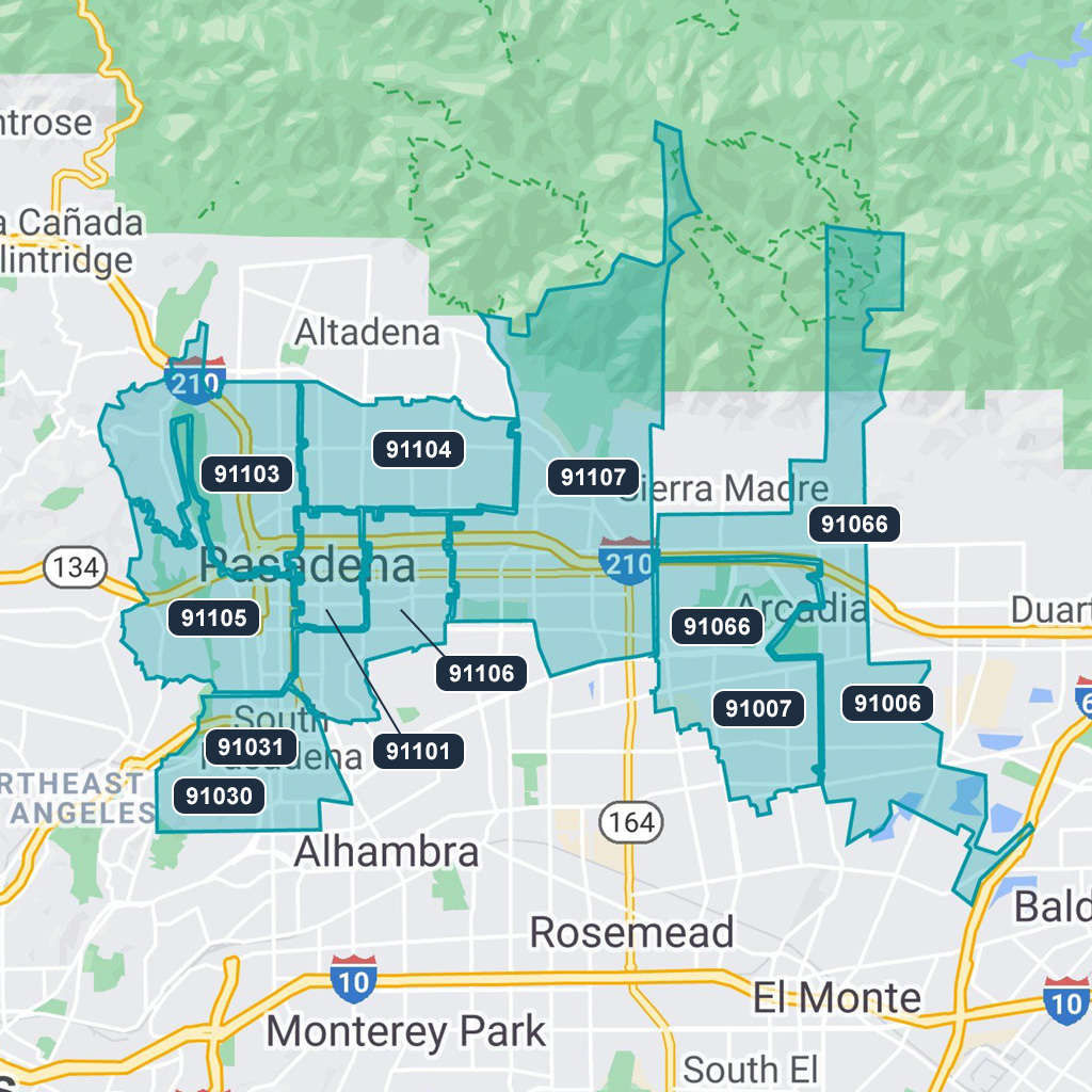 Pasadena Zip Code Map | Kevin Kwan - Your Local Realtor | Map Of Pasadena California Usa