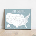 Personalized Us Travel Map Print | United States Pin Map | Where | Map Of Usa Where I'Ve Been
