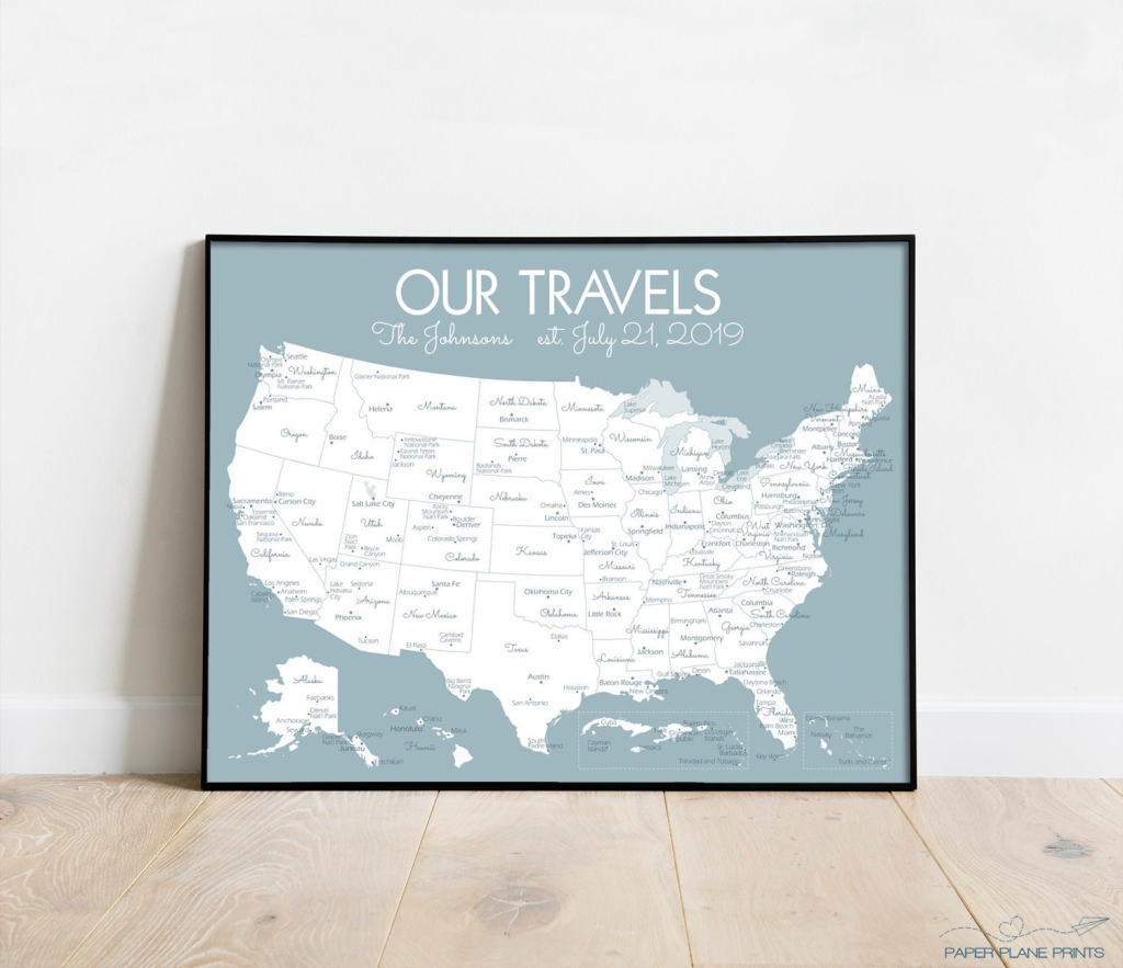Personalized Us Travel Map Print | United States Pin Map | Where | Map Of Usa Where I&amp;#039;Ve Been