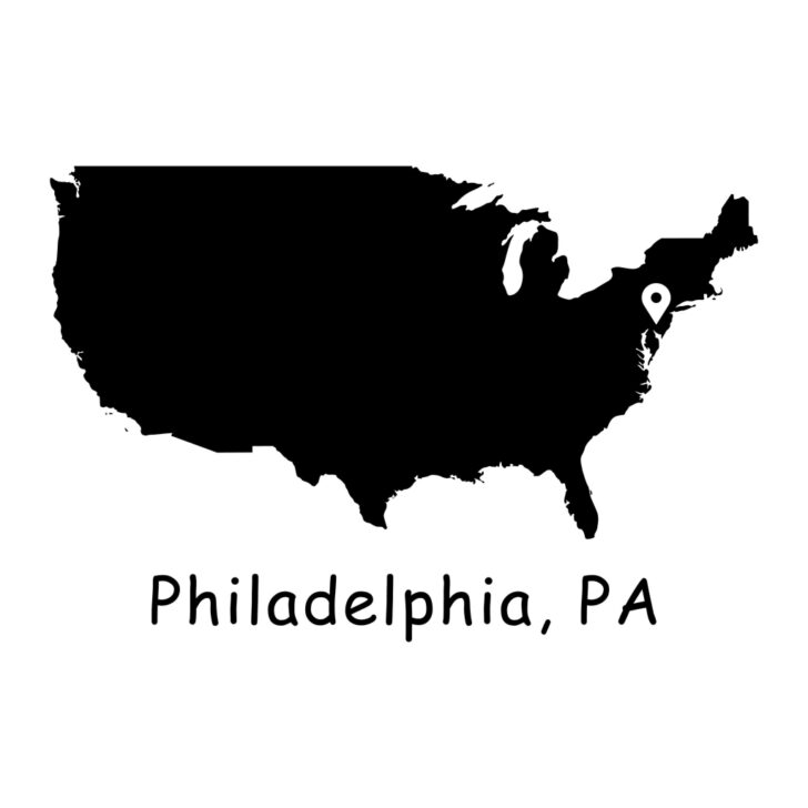Philadelphia on a Map of USA