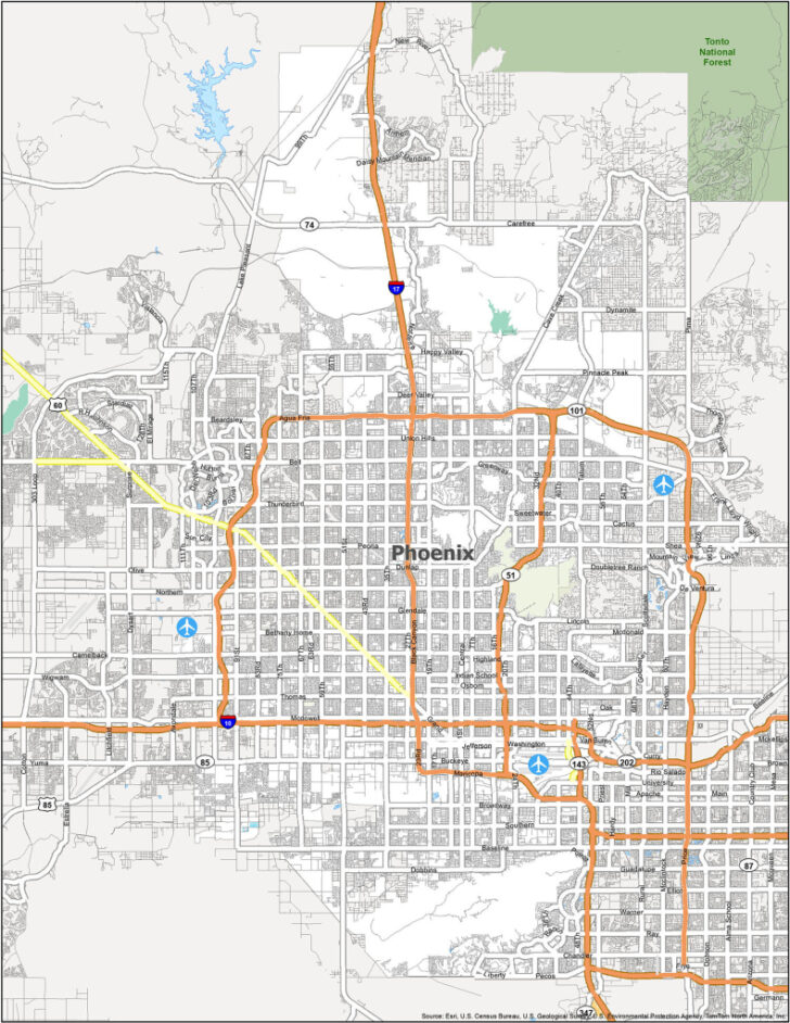 Map of Phoenix Arizona USA