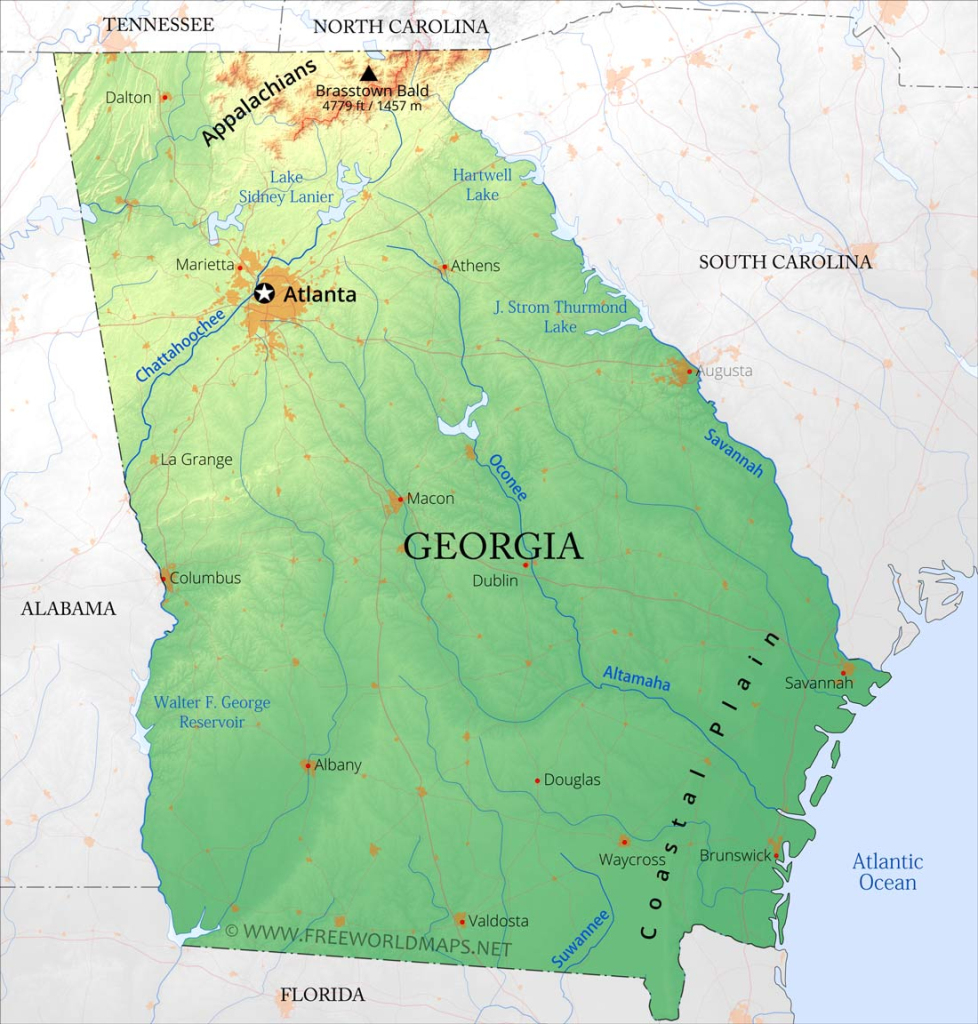 Physical Map Of Georgia | Map Of Athens Georgia Usa