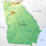 Physical Map Of Georgia | Map Of Lakes In Georgia USA