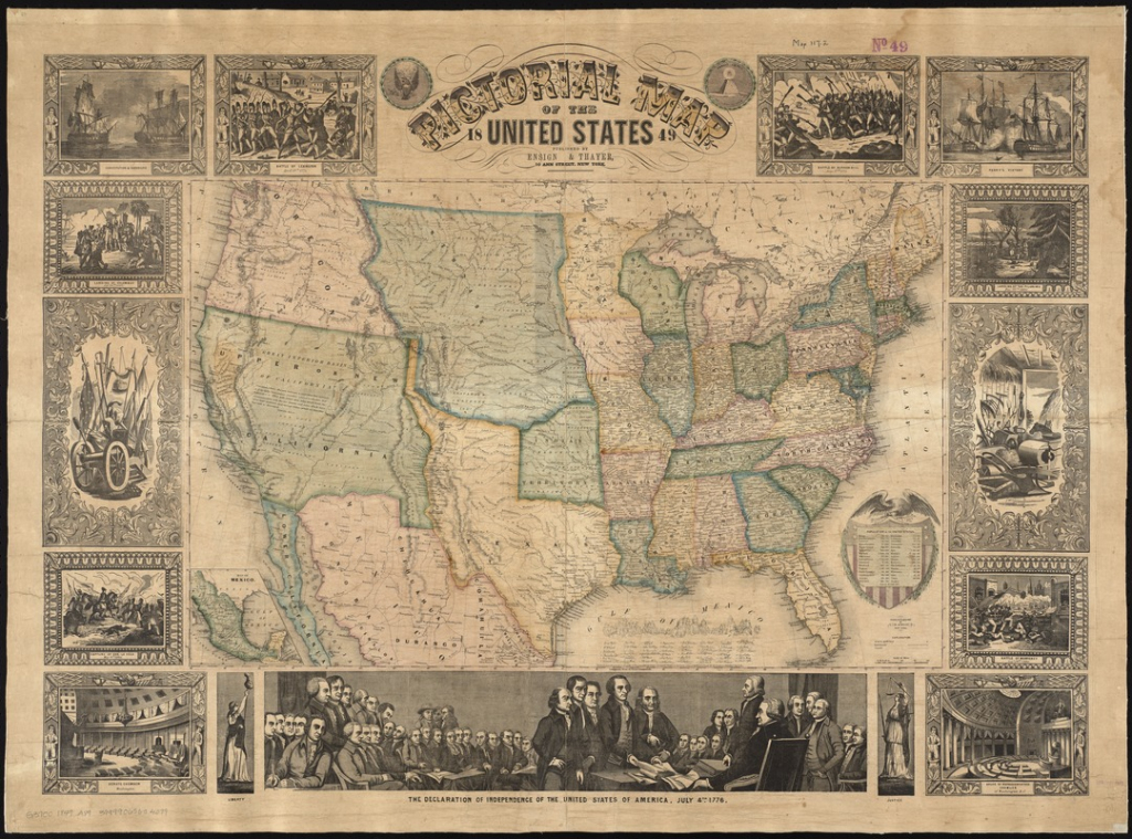 Pictorial Map Of The United States, 1849 - Norman B. Leventhal Map | Map Of Usa In 1849