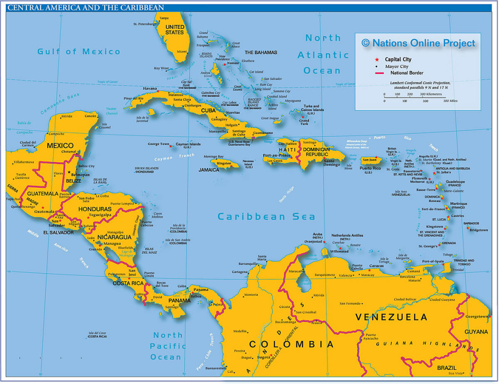 Political Map Of Central America And The Caribbean - Nations | Map Of The Usa And Caribbean Islands