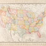 Poster Antique Vintage Color Map United States Of America, Usa | Printable Vintage Map Of USA