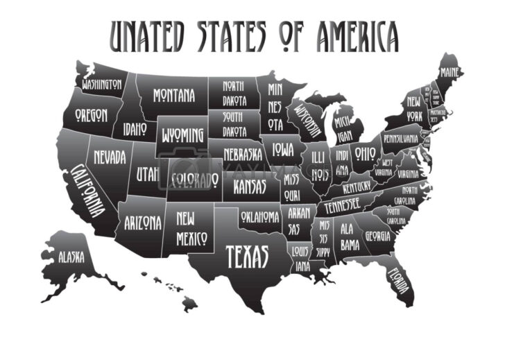 Printable Black and White Map of USA Printable Black and White Map of USA
