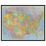 Poster Master Vintage Map Poster   Retro United States Map Print | Printable Map Of USA 16x20