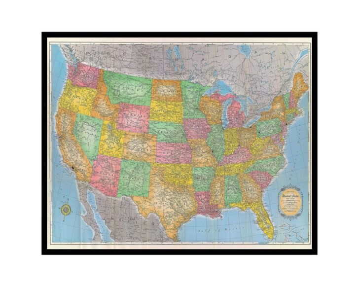 Printable Map of USA 16×20