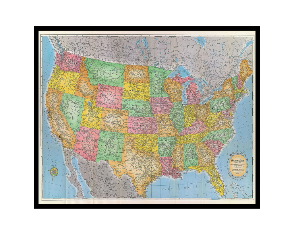 Poster Master Vintage Map Poster - Retro United States Map Print | Printable Map of USA 16x20