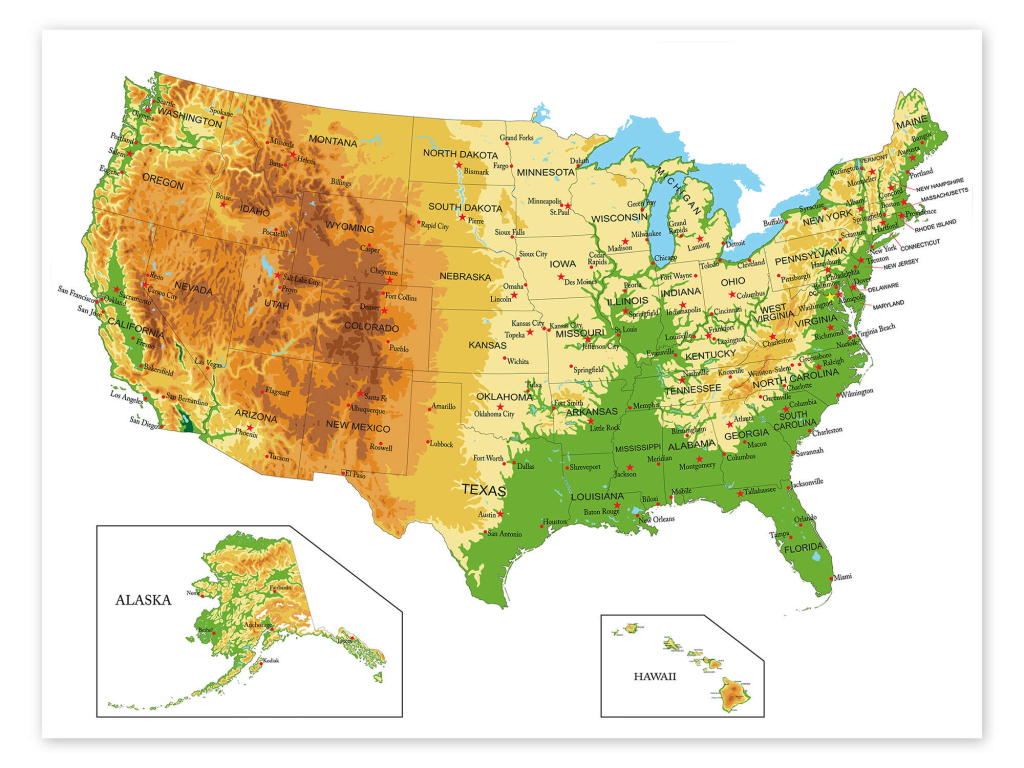Posterlounge Poster Topographic Map Of Usa Top Uitverkoop | Huis | Topographical Map Of The Usa