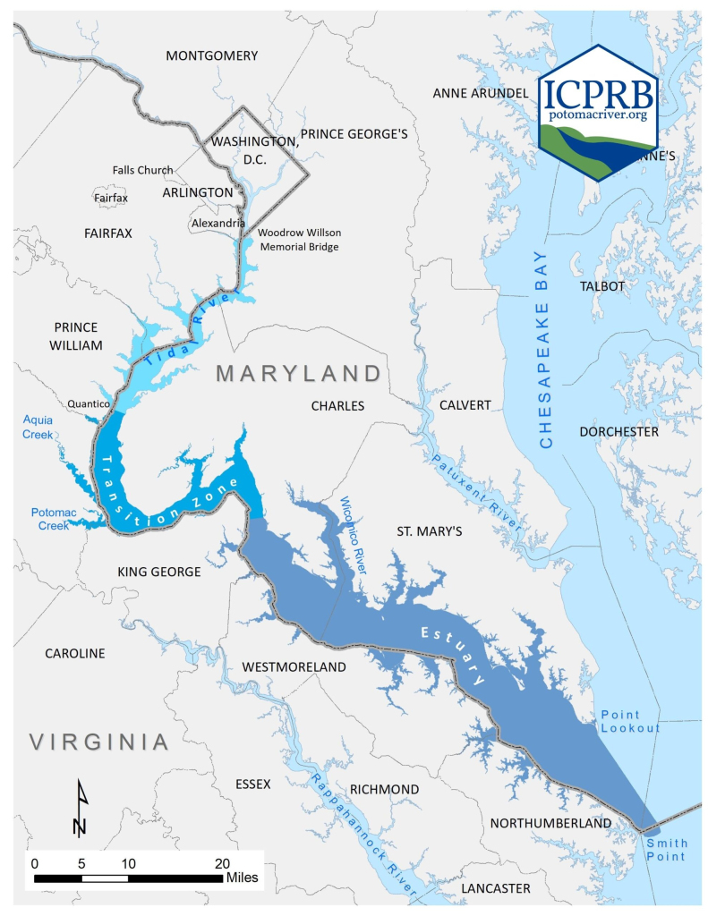 Potomac Estuary - Icprb | Potomac River on Map of USA