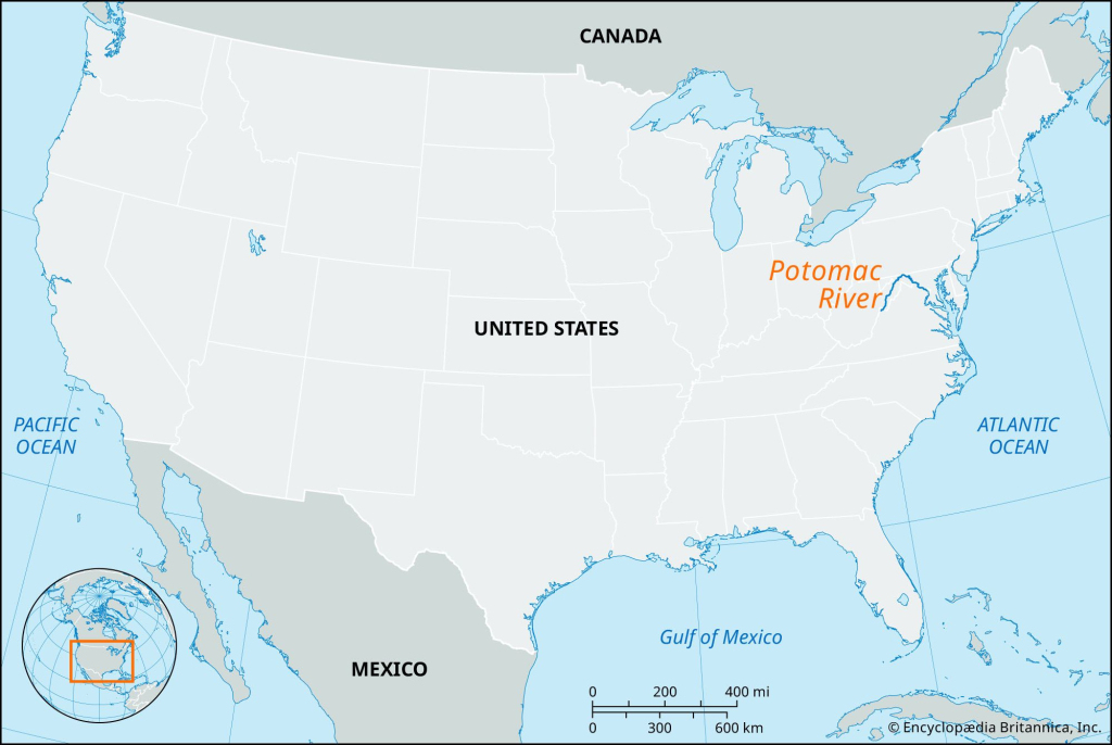 Potomac River | Maryland, Virginia, Washington Dc, &amp;amp; Map | Britannica | Potomac River on Map of USA