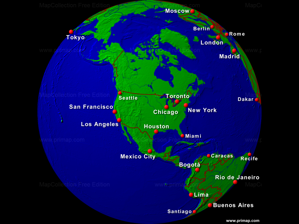Primap World Maps | Map of USA on Globe