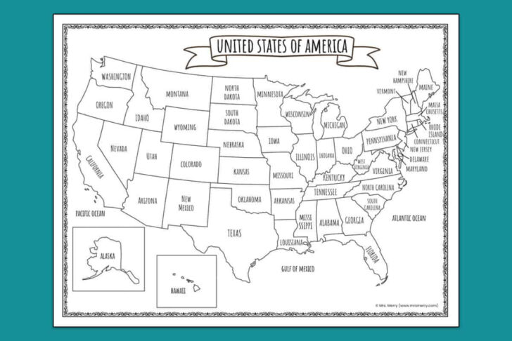 Kids Map of USA Printable