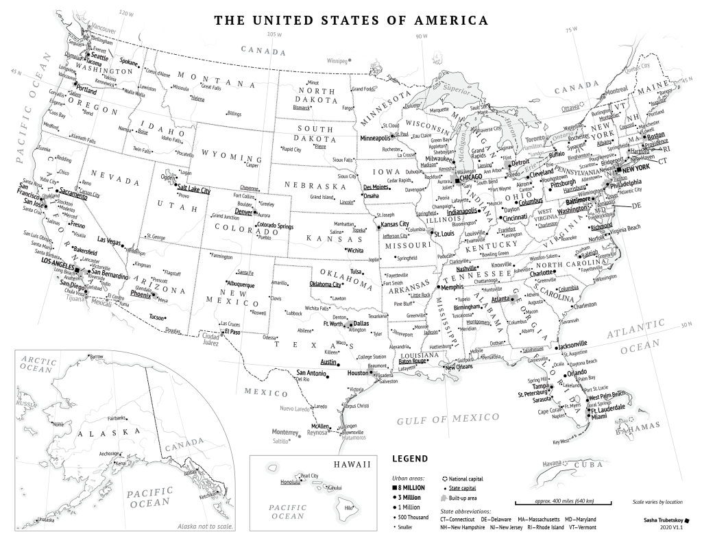 Printable United States Map | Sasha Trubetskoy | Map Of Usa Black And White Printable