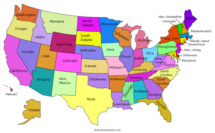 Map of USA with Names
