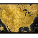 Push Pin Travel Map Usa | Gold Design | Map Of USA Picture Frame