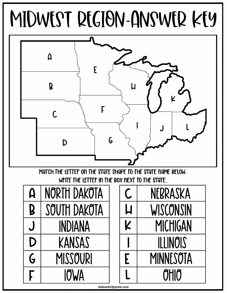 Regions Of The United States Worksheets - Kids Activity Zone | Free Printable Outline Map Of The Midwest Usa