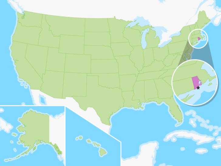 Rhode Island on a Map of USA