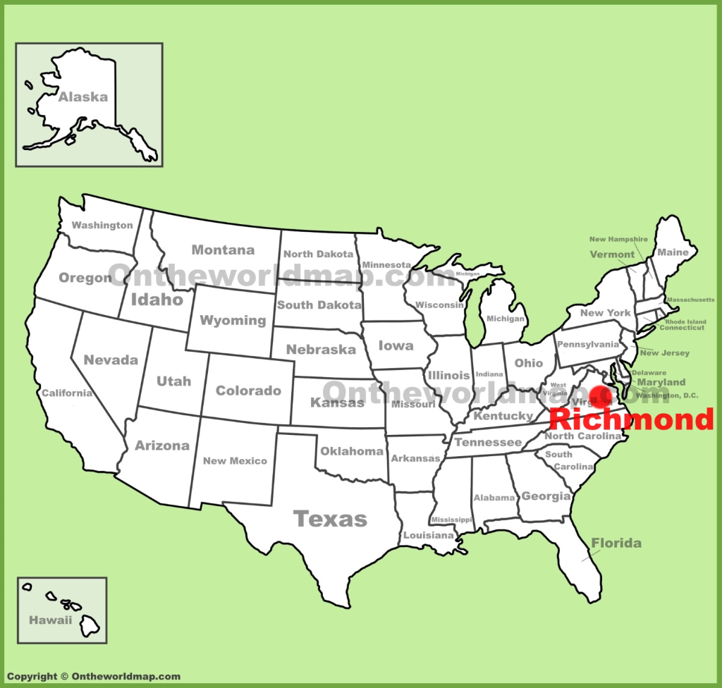 Richmond Location On The U.s. Map - Ontheworldmap | Map Of Richmond Virginia Usa