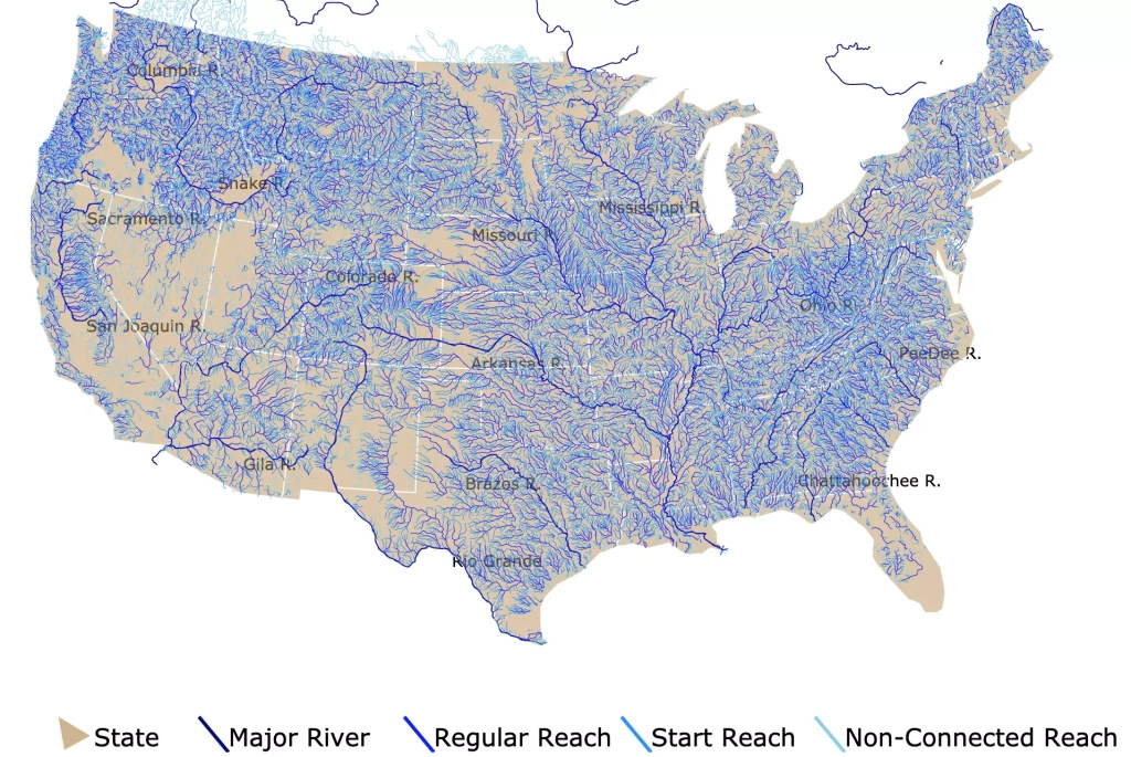 Rivers Of The Conterminous United States Mapped | Map Of Rivers In Usa
