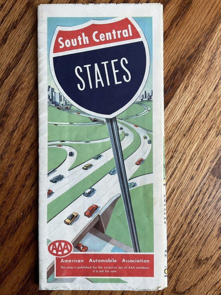 Road Map Of South Central States Usaaaa Travel 1958 Transportation | Road Map Of South Central Usa