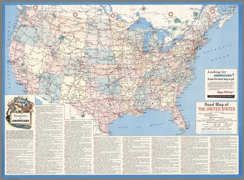 Road Map Of The United States. Except Alaska And Hawaii. Mcmlxii | Road Atlas Map of USA