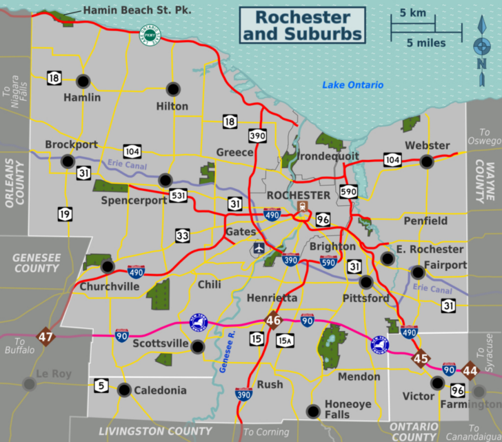 Map of Rochester New York USA