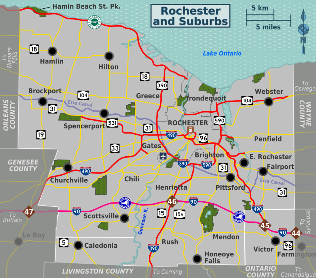 Rochester And Suburbs – Travel Guide At Wikivoyage | Map of Rochester New York USA
