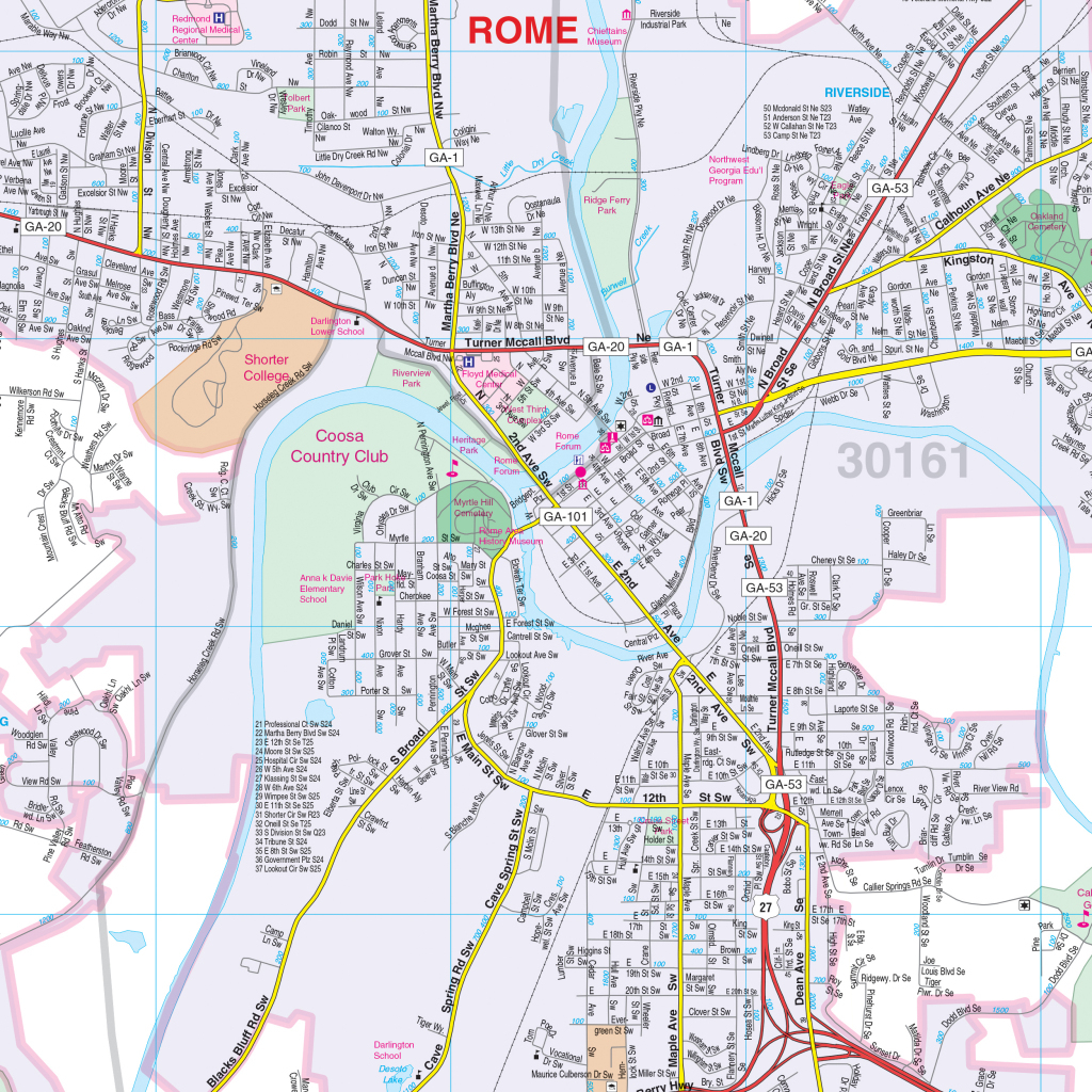 Rome &amp;amp; Floyd County, Ga Wall Mapkappa - The Map Shop | Map Of Rome Georgia Usa